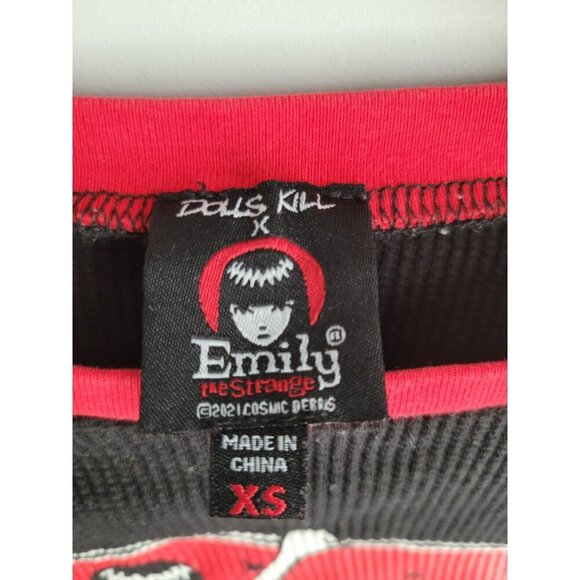 Dolls Kill Emily The Strange Size XS Vintage Y2K Emo Punk Black Red Crop - Picture 4 of 5